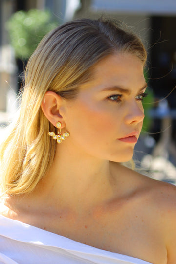 LOTUS DROP  GOLD WITH ZIRCONIA STONES by Anita Brand