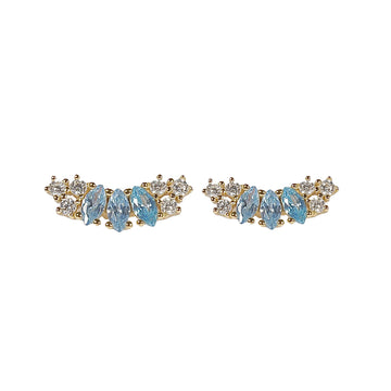 AMAYA 925 GOLD LIGHT BLUE EARRING by Anita Brand